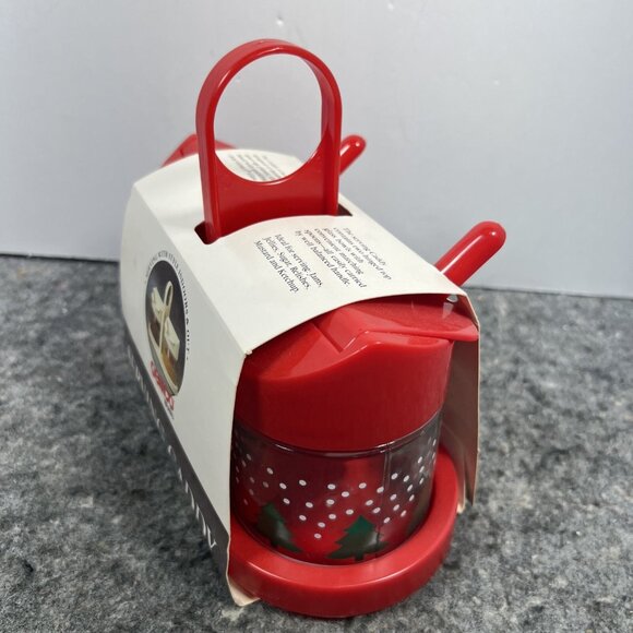 Vtg Gemco Holidays Condiment Jelly Jam Sauce Serving Caddy Set Spoon Glass NOS - Picture 2 of 12